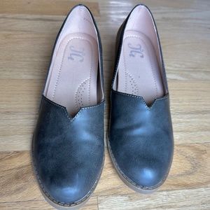 TC Women Wedge- 2 inch Heel Shoes Size US 5.5 Dark Grey leather